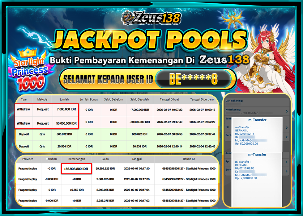 ZEUS138 STARLIGHT PRINCESS 1000 Rp.57,000,000 LUNAS